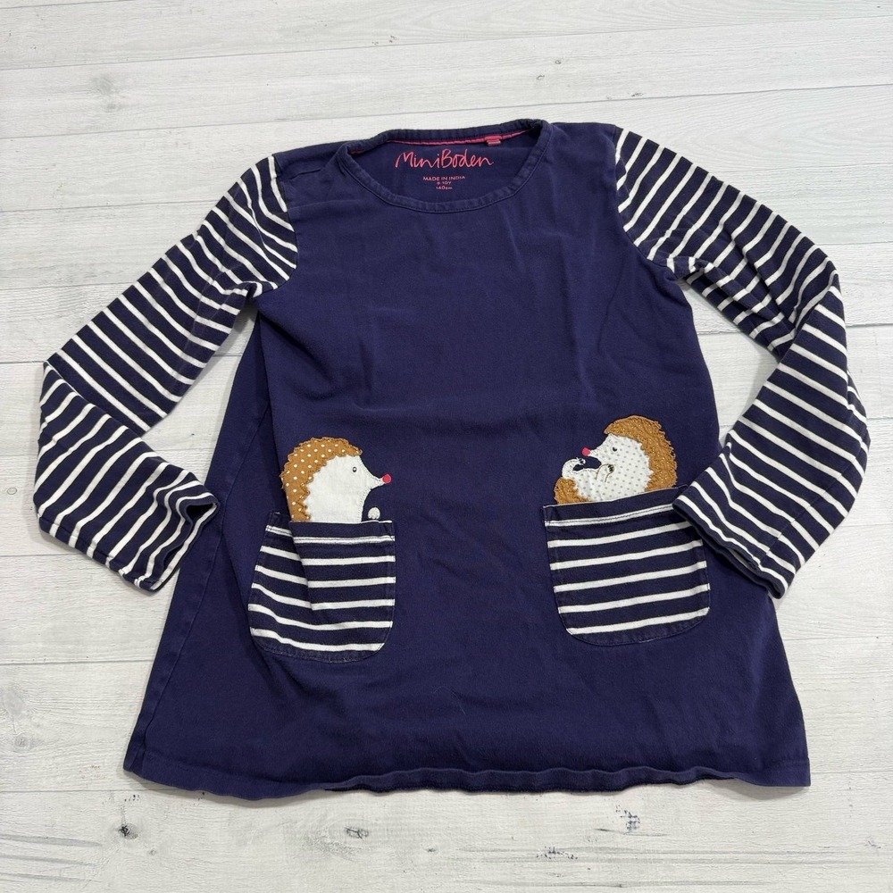 Mini Boden girls long sleeve hedgehog tunic dress 9/10